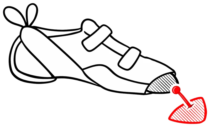 Diagram showing the Rand Repair area on a climbing shoe